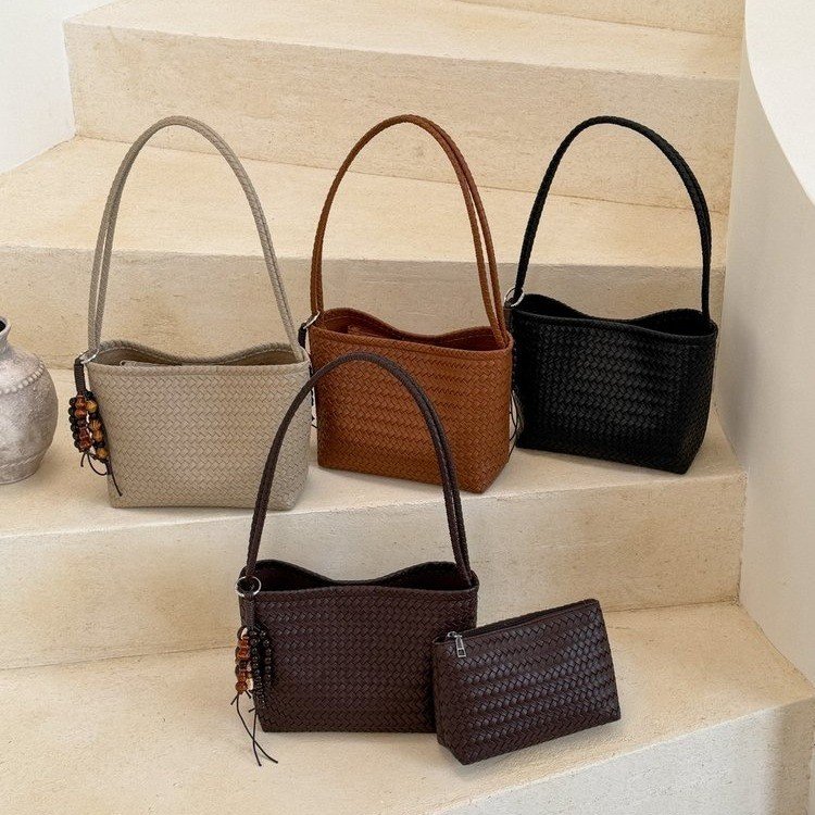 Women's Basket Weave Shoulder Bag | Vintage Textured Handbag