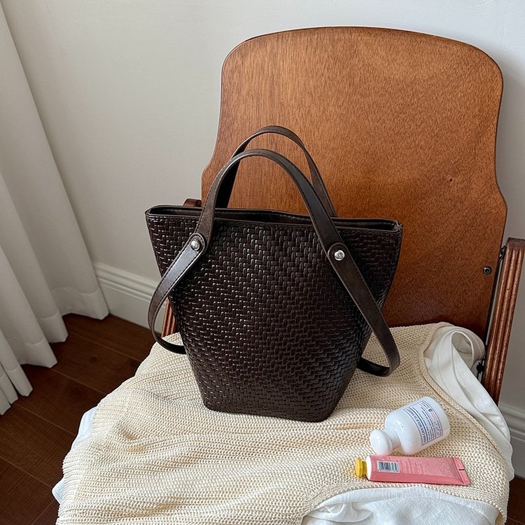 Women's Woven Tote Shoulder Bag | Vintage Textured Handbag