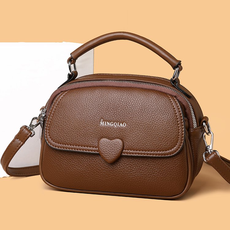 Women's Vintage Mini Satchel Bag | Heart Detail Crossbody Purse