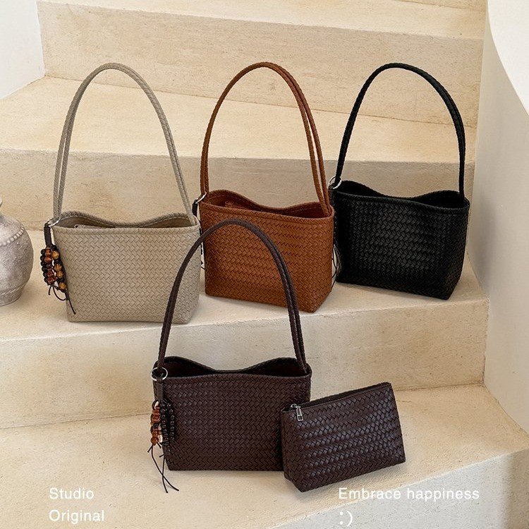 Women's Basket Weave Shoulder Bag | Vintage Textured Handbag