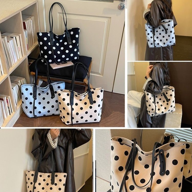 Women's Polka Dot Tote Bag | Large Casual Shoulder Bag