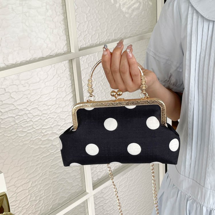 Women's Polka Dot Mini Bag | Vintage Metal Handle Handbag