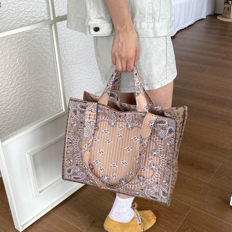 Blue Paisley Print Large Capacity Tote Bag for Women
