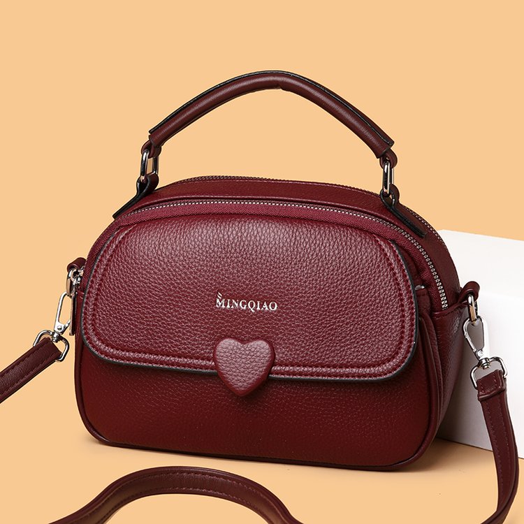 Women's Vintage Mini Satchel Bag | Heart Detail Crossbody Purse