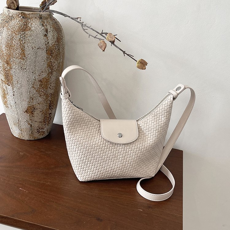 Olive Green Woven Shoulder Bag for Women